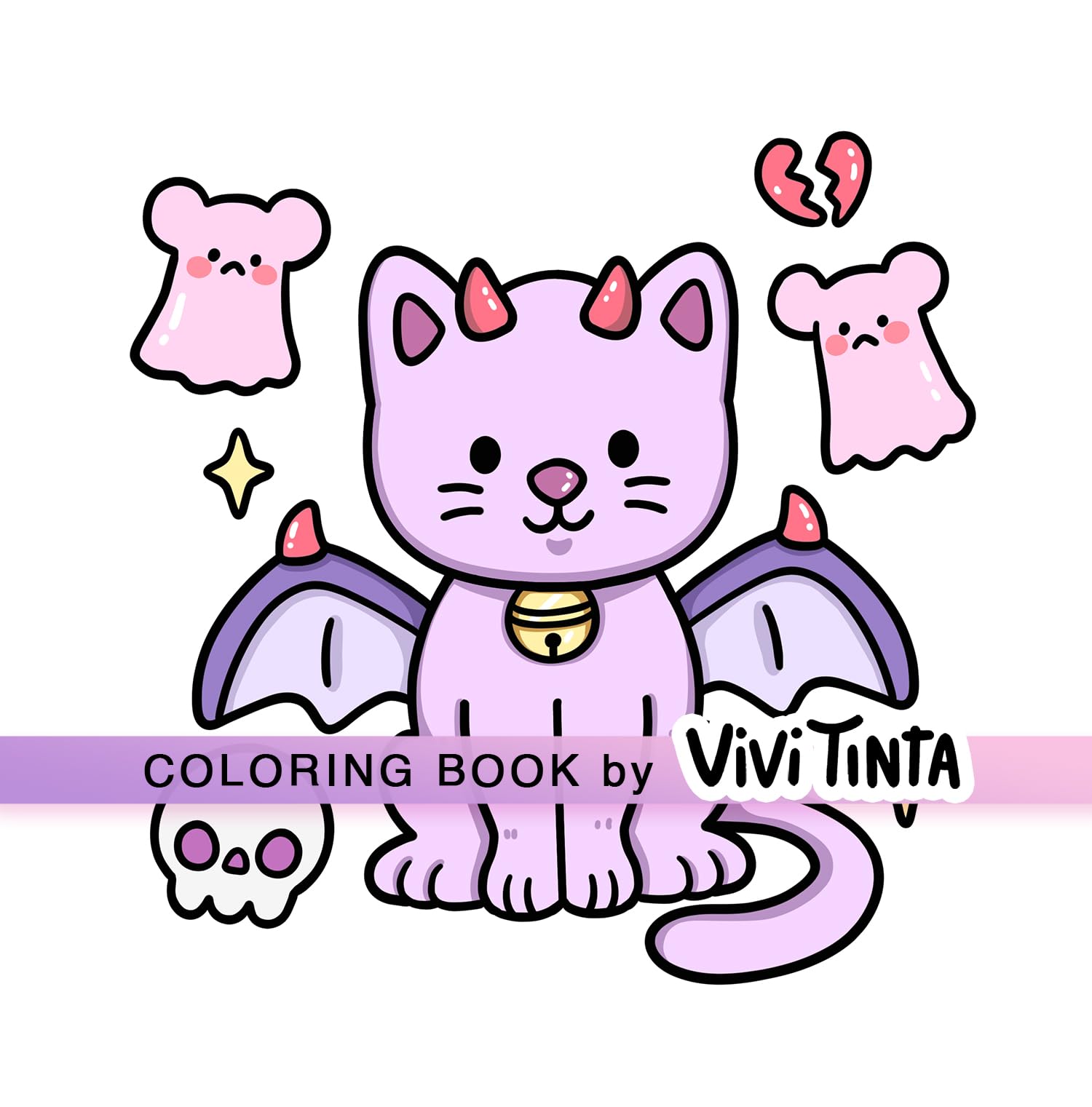 Spooky Vibes: Coloring Book for Adults and Teens Featuring Cute, Creepy Goth Stuff and Creatures