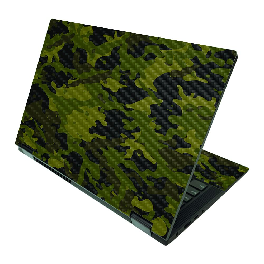 MightySkins Carbon Fiber Skin Compatible with Lenovo IdeaPad Flex 5 2-in-1 15" (2021) - Green Camouflage | Protective, Durable Textured Carbon Fiber Finish | Easy to Apply | Made in The USA
