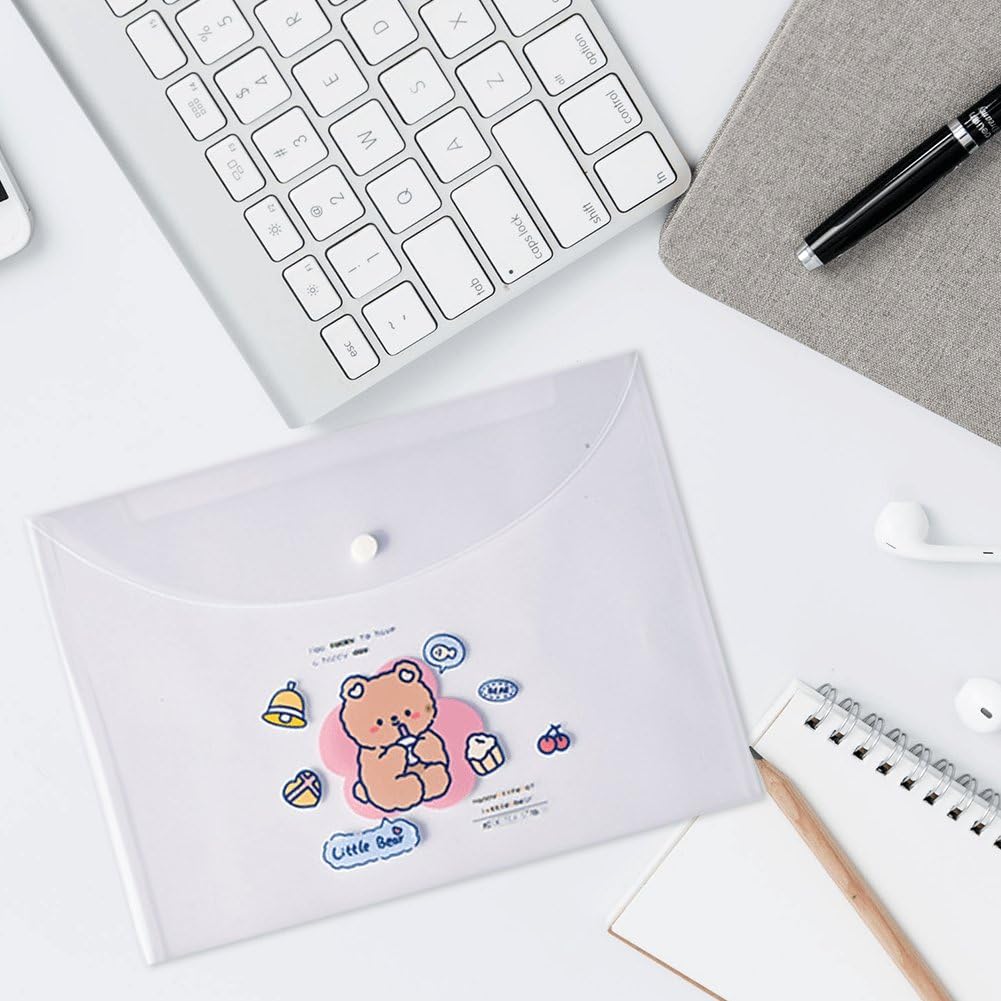 12 Uds A4 Carteras De Plástico para Documentos Sobres Lindos Dibujos Animados Popper Carteras Carpetas Transparentes Archivos De Documentos Carteras