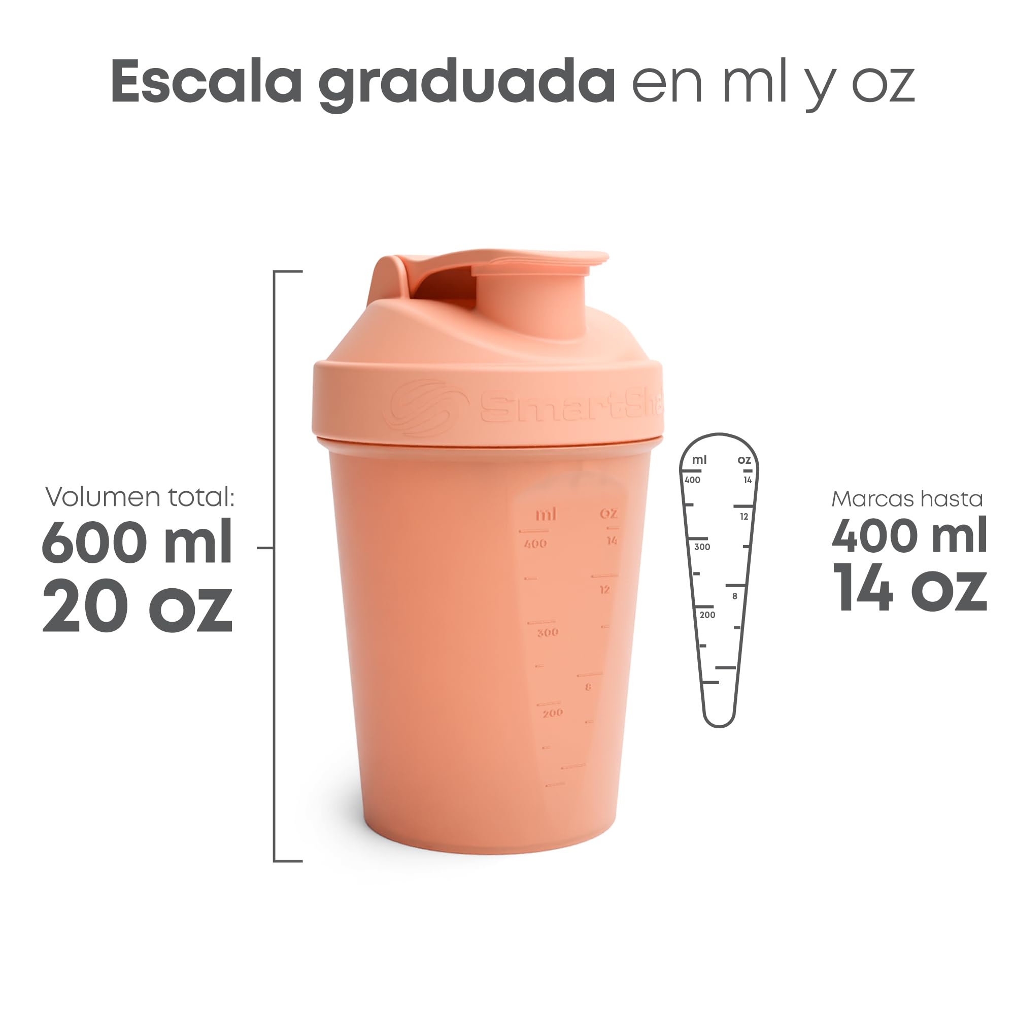 Smartshake Botella mezcladora de proteínas Lite (paquete de 4) 400 ml | 13.5 oz - Tapa de rosca antifugas - Sin BPA - Mezclador unisex para gimnasio - Gris niebla, Verde militar, Negro, Azul marino