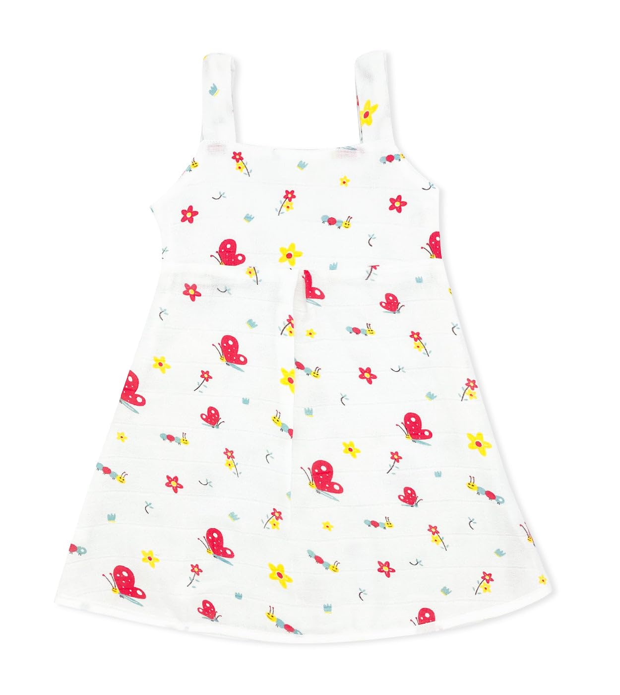 Zizuka Muslin Cotton Baby Sleeveless Frock for Girls - Square Neck, A line Dress-Red Butterfly-image-21