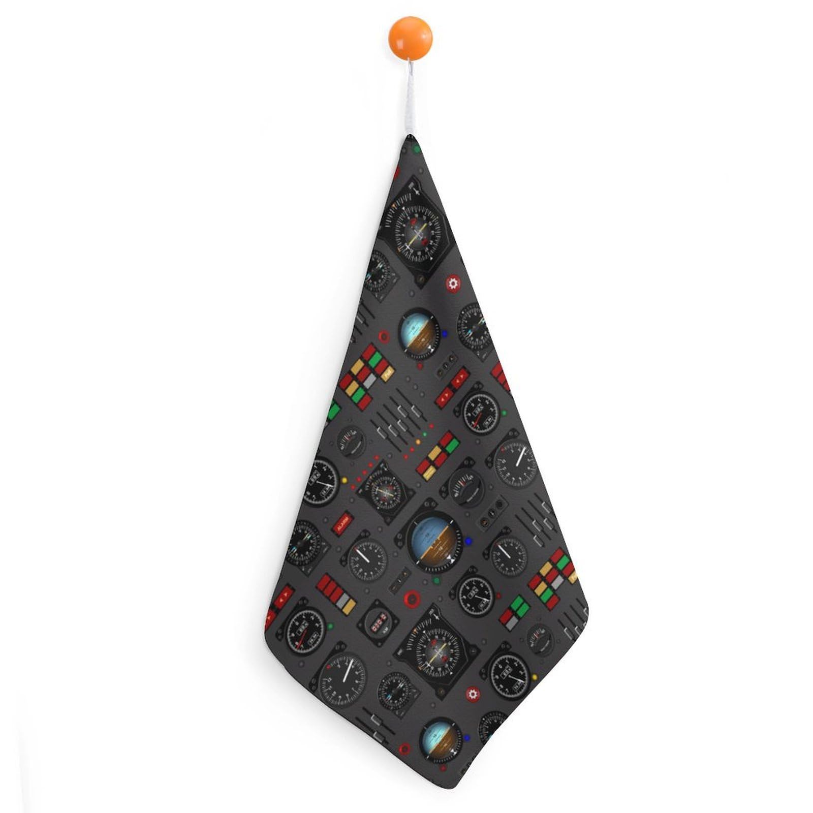 CGSBNGHA Airplane Instrument Panel Hand Towel Hanging Face Towels Cleaning Cloths Handkerchief for Bathroom Kitchen