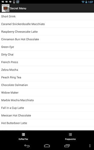Secret Menu for Starbucks: Best Coffee Drinks, Frappuccinos, Lattes, Tea
