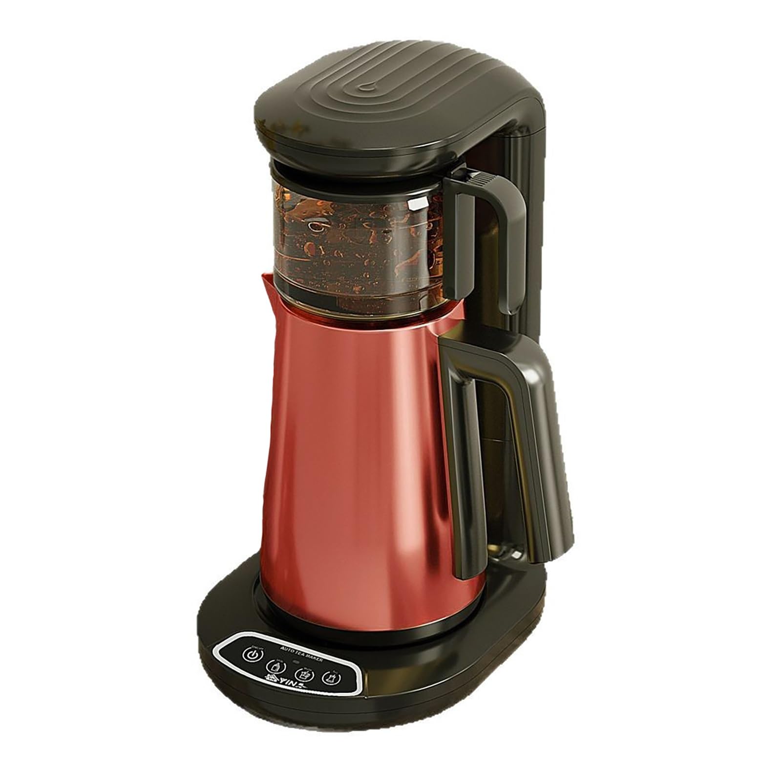 Elektryczny ekspres do kawy po turecku, 2,8 l – dzbanek ze stali nierdzewnej, ergonomiczny uchwyt zapobiegający oparzeniom, 1800 W do podgrzewania espresso, herbaty i mleka(Red)