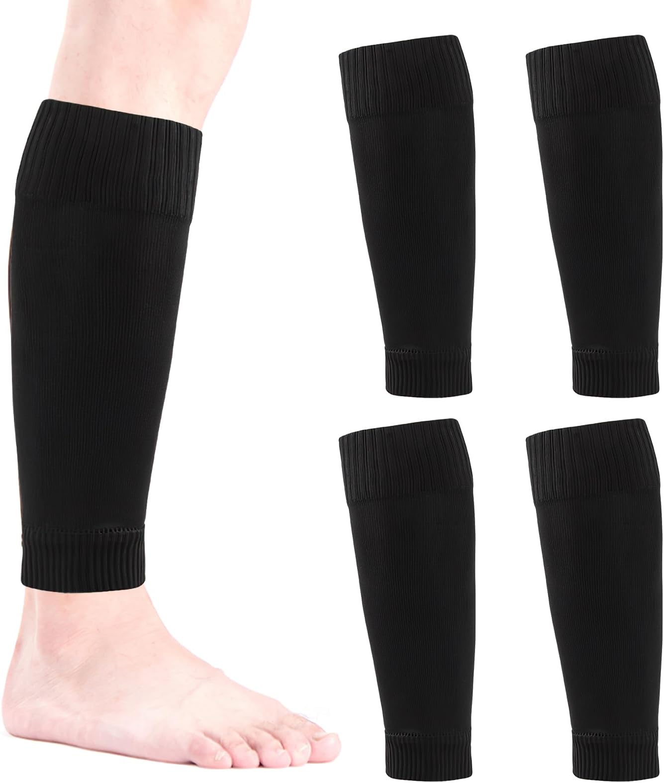 Football Sock Sleeves for Men - 2 Pairs of Pre Cut, Footless Socks, Fit Perfectly Over Shin Pads