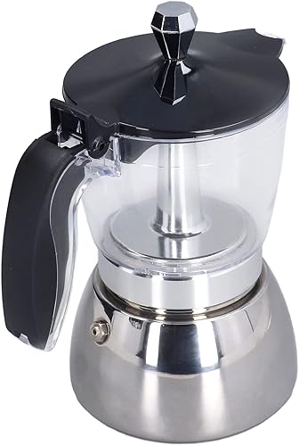 Miniatura 8 de Cafetera para estufa, cafetera de 6 tazas de acero inoxidable con cuerpo visible transparente, para café cubano, capuchino latte