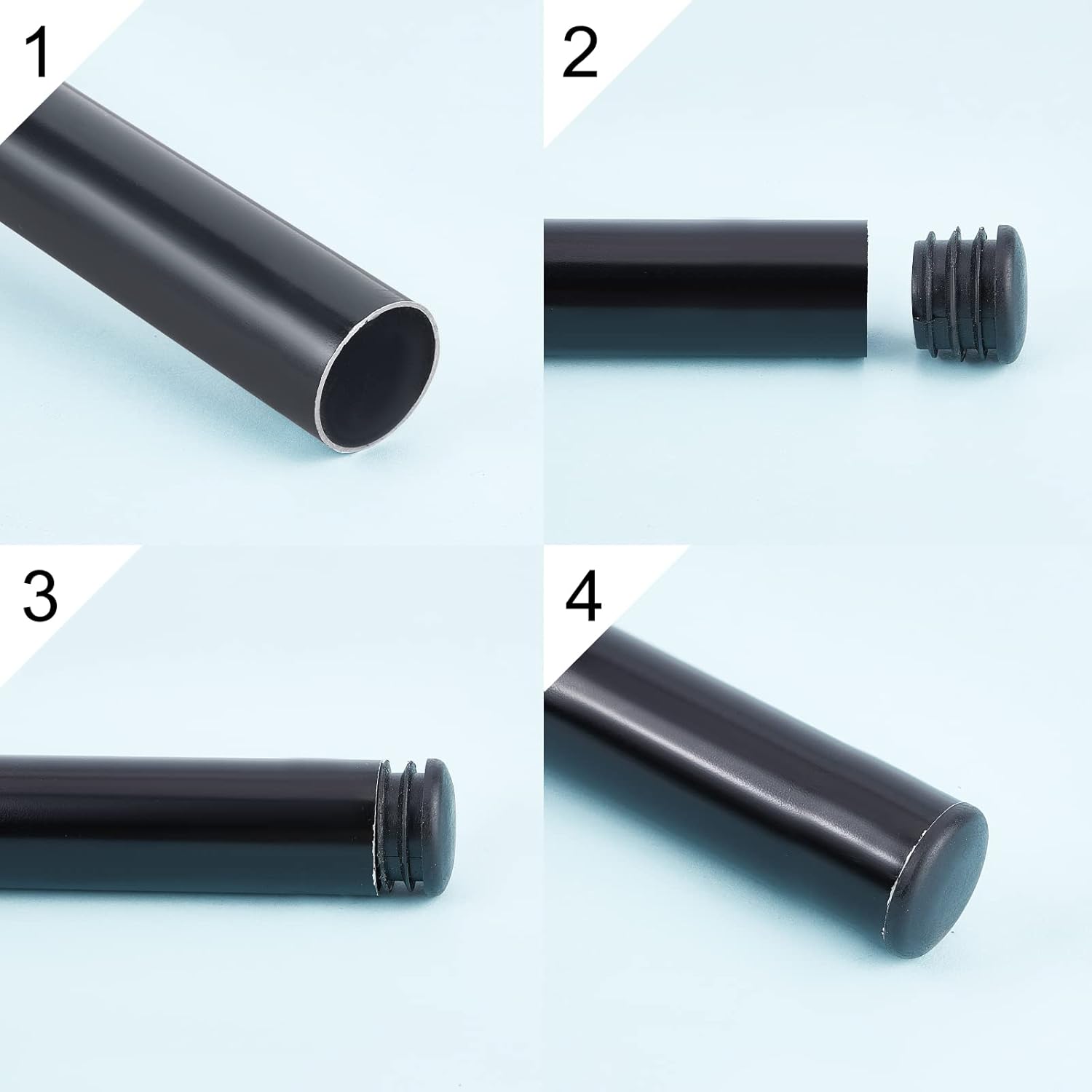 20 Pieces 1 in Round Plastic Plugs Black End Caps for Metal Legs Fences Pipe Tubing Chair Glide Protection Furniture Column