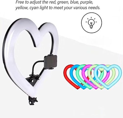 Miniatura 2 de Anillo de luz LED con soporte para trípode, 19 pulgadas, 3200-7000 K, luz de relleno LED regulable con soporte para teléfono, luz de anillo RGB USB