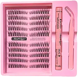 Cílios Postiços Tufinhos Magnéticos Amor & Anjo Rosa Kit com Pinça, Cola e Selador (03)