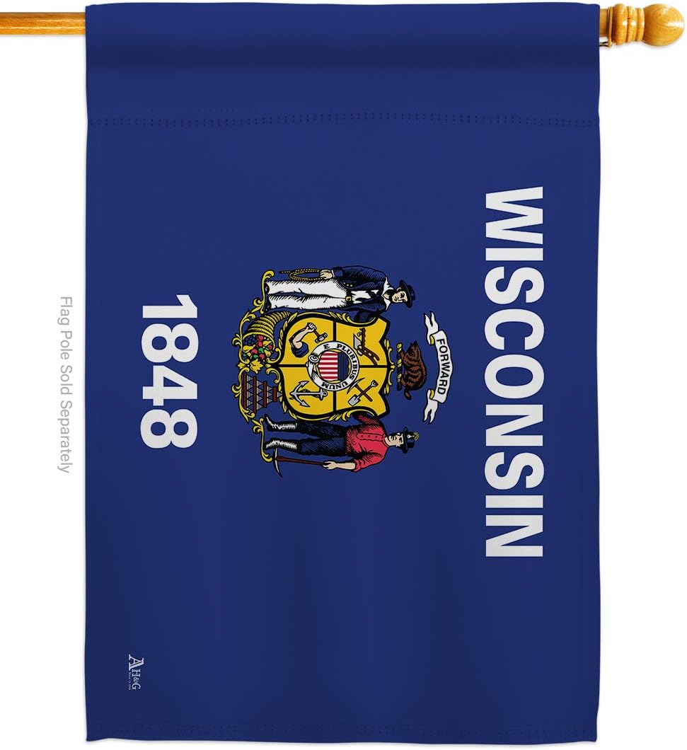 Wisconsin House Flag Americana States USA American Territories Republic Country Particular Area Small Decorative Gift Yard Banner Double-Sided Made In 28 X 40