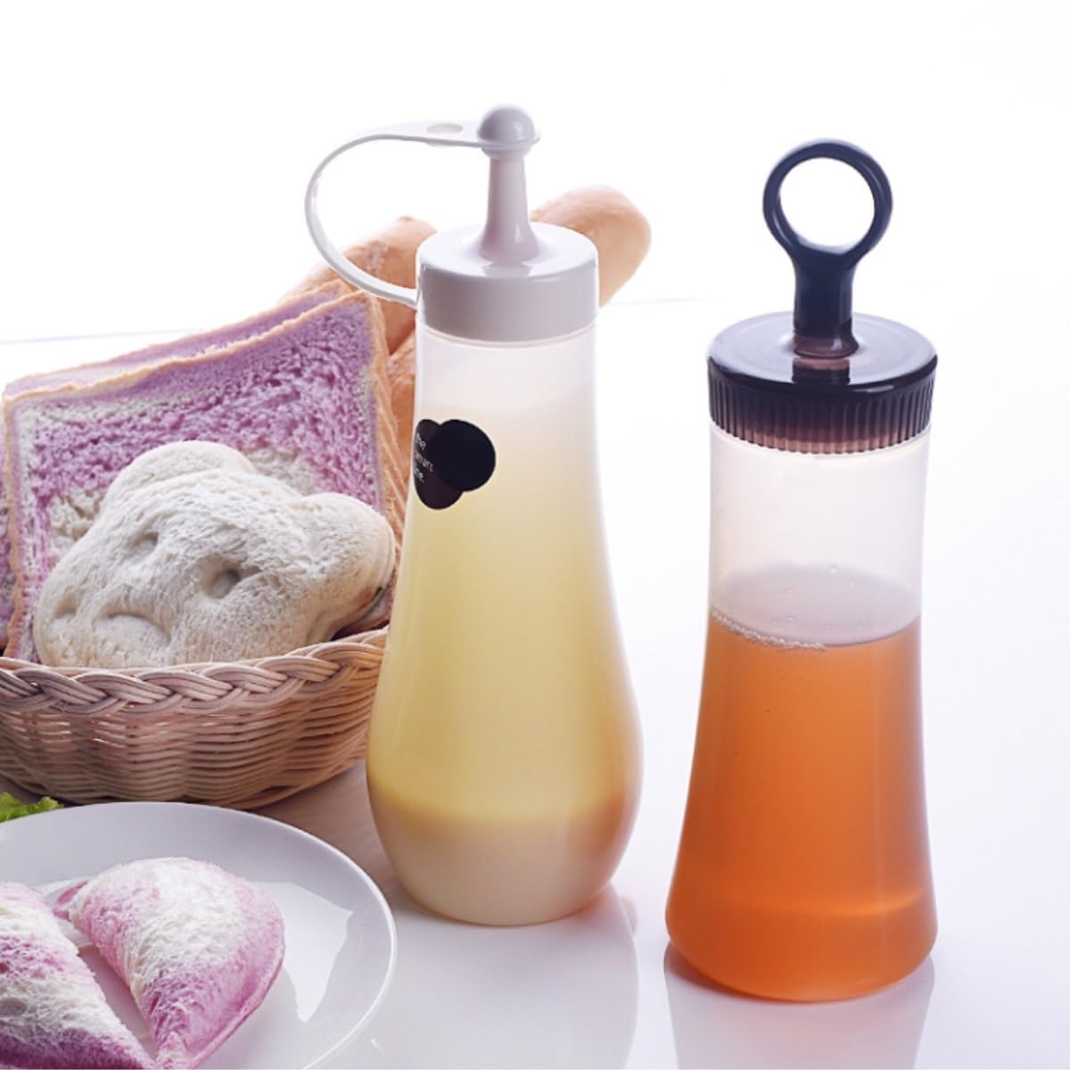 Butelka Ściskania 5 Szt. Butelka Do Wyciskania Przypraw, Sos Sałatkowy, Ketchup, Syrop Majonezowy, Pojemnik Naczynia Obiadowe(White)