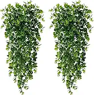 4 Pack Artificial Eucalyptus Plants 30 Inches UV Resistant Plastic Hanging Decor for Indoor Outdoor Walls, Weddings, Patios, Porches