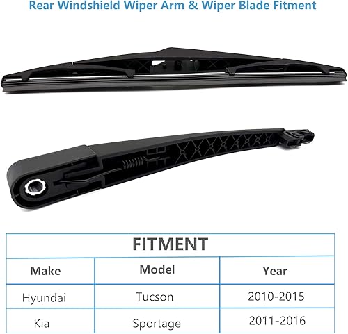 Miniatura 2 de Juego de limpiaparabrisas trasero de repuesto para Hyundai Tucson 2010-2015 Kia Sportage 2011-2016, juego de brazo y limpiaparabrisas trasero