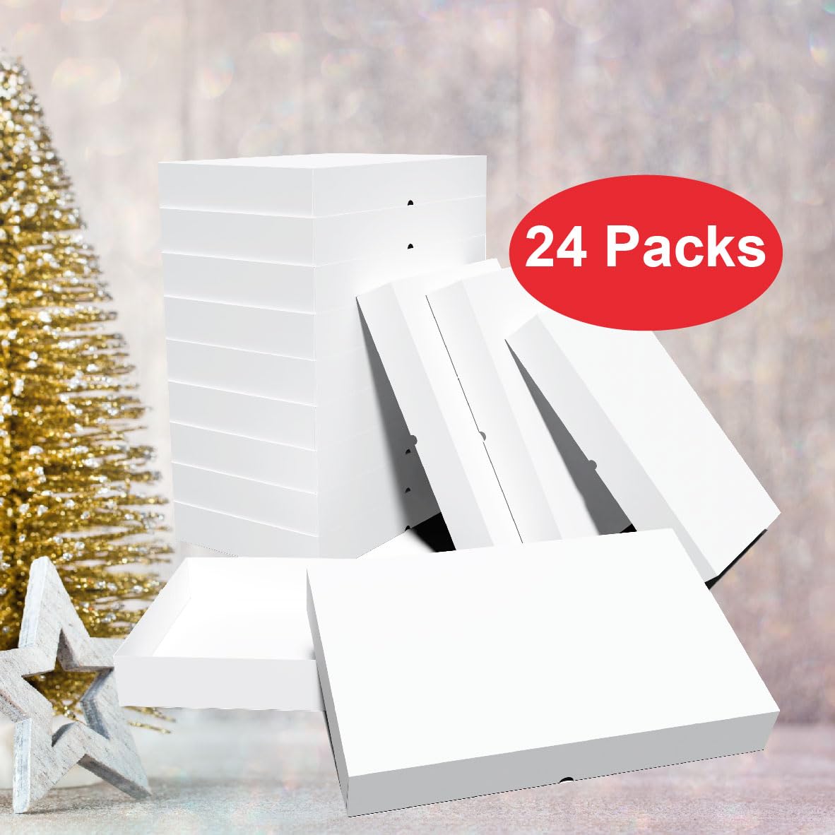 Mcfleet Scatole regalo grandi con coperchio, 30,5 x 30,5 x 12,7 cm, confezione da 10 scatole regalo bianche extra profonde per regali, scatole artigianali per Natale, matrimoni, lauree, vacanze