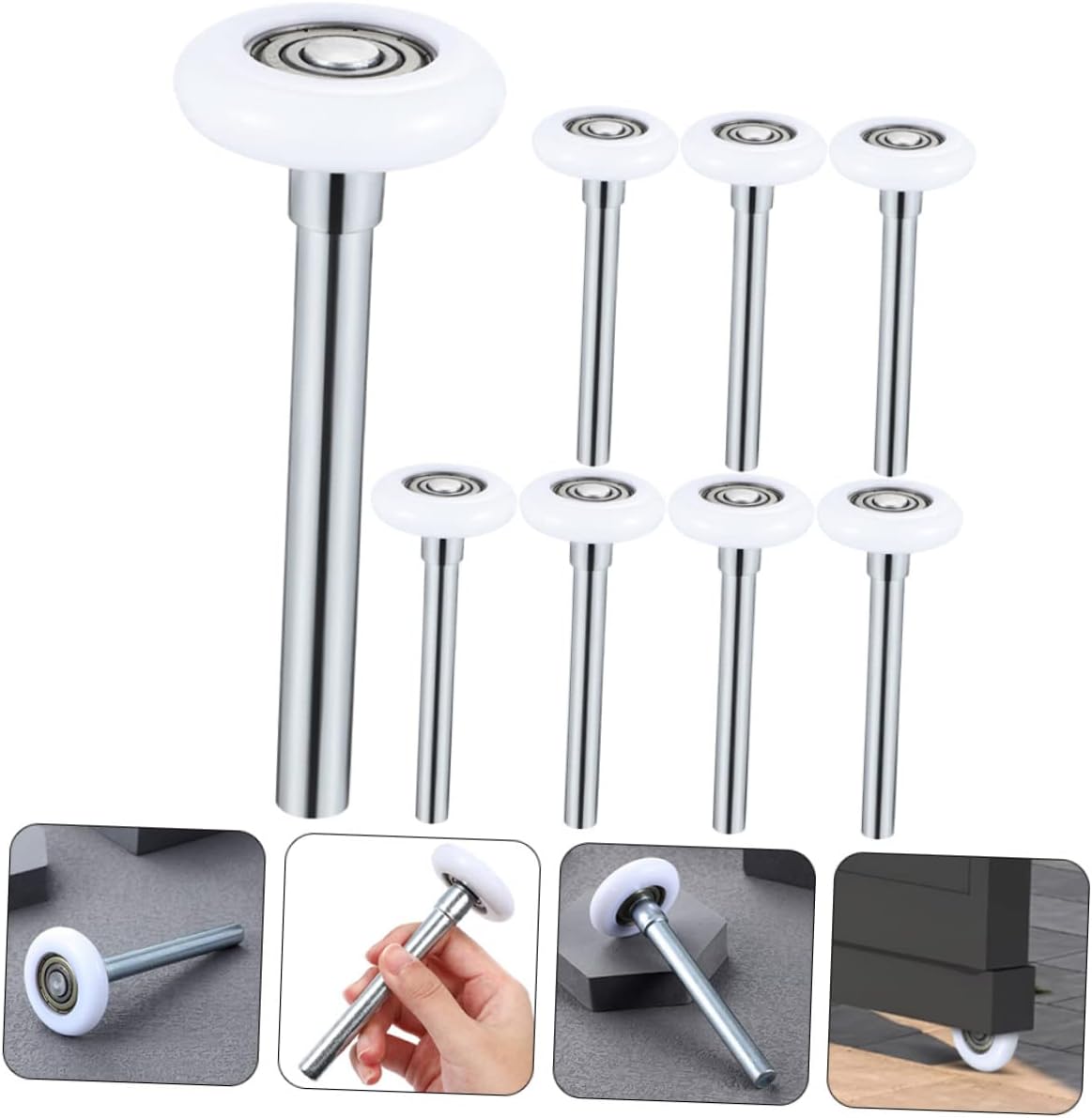 Uonlytech 8pcs Nylon Garage Door Roller Quiet Replacement Roller with Stem and Lightweight for Smooth Compatible with Garage and Barn Doors