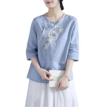 トップス 70s- euro china shirt Amazon.com: XJRJ Chinese Style Retro Top Embroidered Cotton