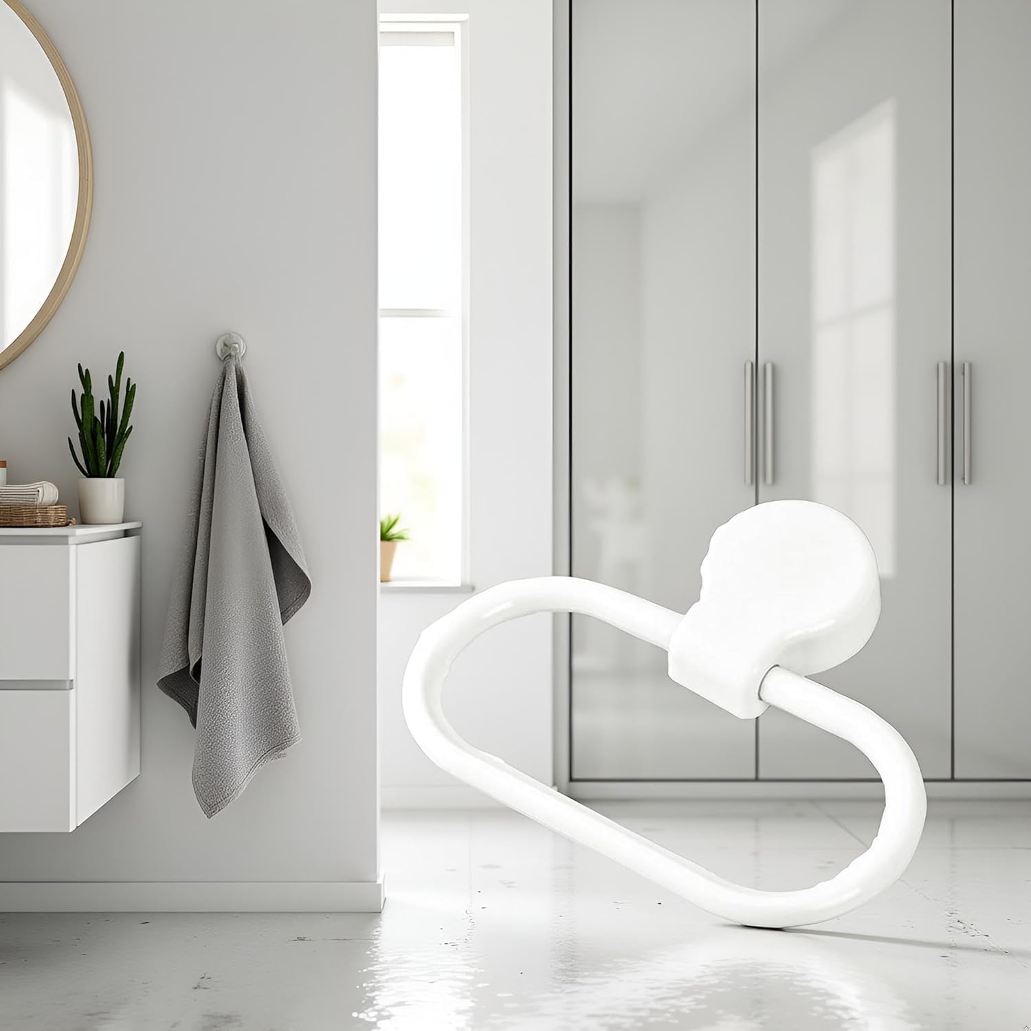 White Towel Ring Towel Rack Hand Holder for Bathroom Self Adhesive Non Punching Adhesive Towel Ring Kitchen Cloth Hanger Bath Towel Bars, Bath Towel Rings