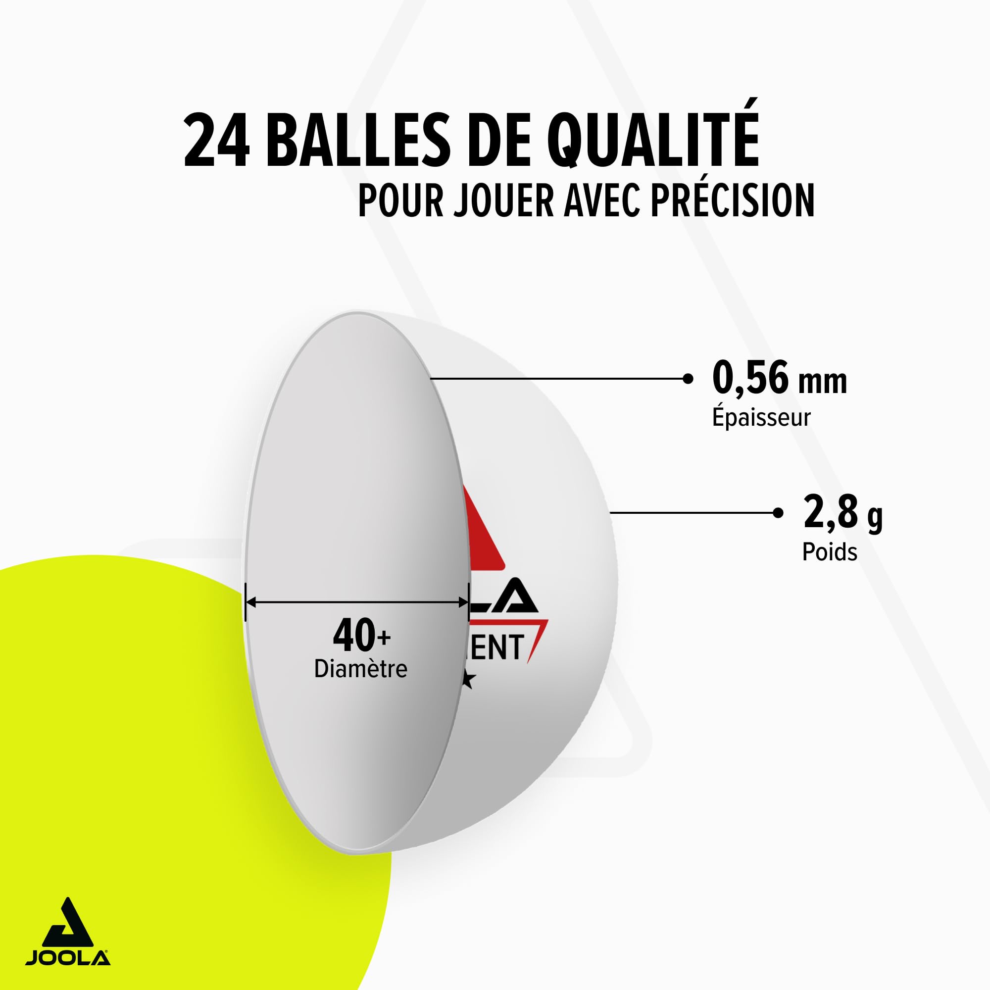 JOOLA Balles de ping-Pong 3-Star, Qualité Premium, 3 étoiles, Excellentes caractéristiques de Jeu et Longue durée de Vie, Compatibles Indoor et Outdoor