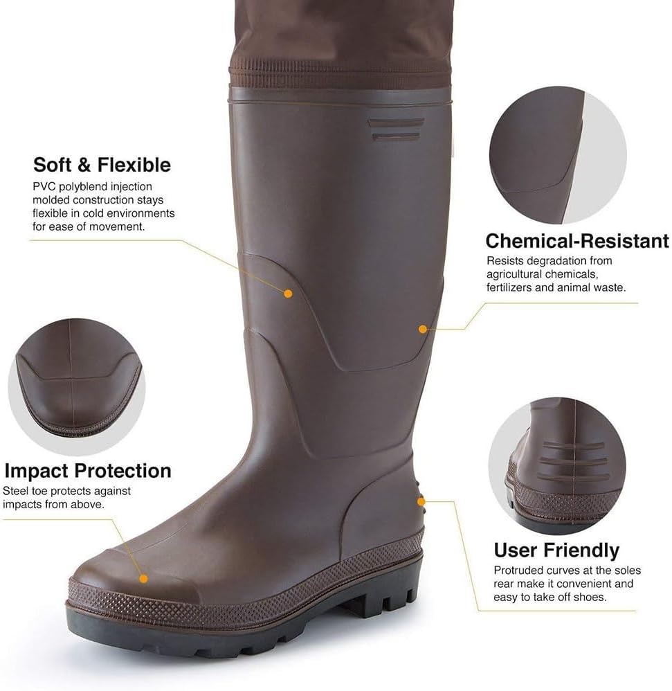 Hip Waders Lightweight and Breathable Nylon Hip Wading Pants with Oxford Boots, for Fishing/Outdoor Exploration/Hunting