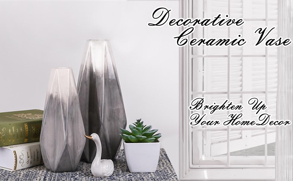 TERESA'S COLLECTIONS Keramik-Vasen-Set – Modern Weiß & Grau, 31,8 Cm Für Pampasgras & Deko