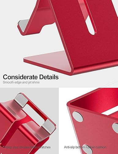 Salex Red Desk Phone Stand. Desk Cell Phone Holder For Office, Home, Bed, School. Cute Desk Iphone Holder. Handable Desktop Tablet Holder Stand. Metal Desktop Stand For Small Tablets, Ipad Mini. #TOP3