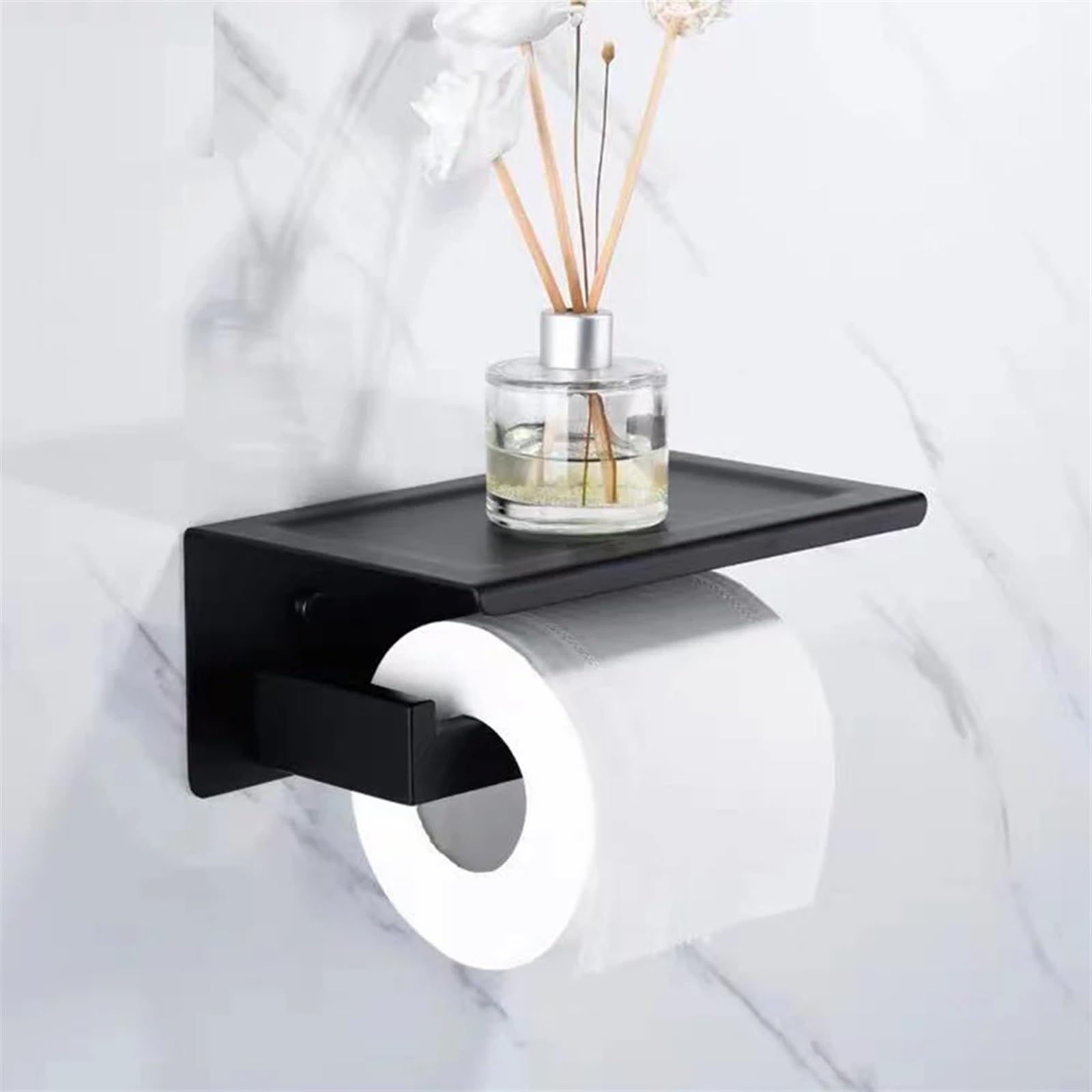 Stały uchwyt na papier toaletowy, Toilet Paper Holder With Shelf Stainless Steel Wall Mount Bathroom Multicolor(Mirror Polish)