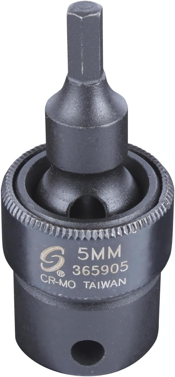 SUNEX Tools 3/8 in. Drive 5mm 6-Point Universal Hex Bit Impact Socket, CR-MO Steel, Model 365905
