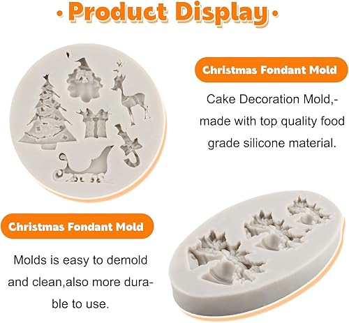 Miniatura 3 de Moldes de silicona de Navidad, moldes de copo de nieve, muñeco de nieve, árbol de Navidad, reno, Papá Noel, hojas de acebo, campanas, molde de