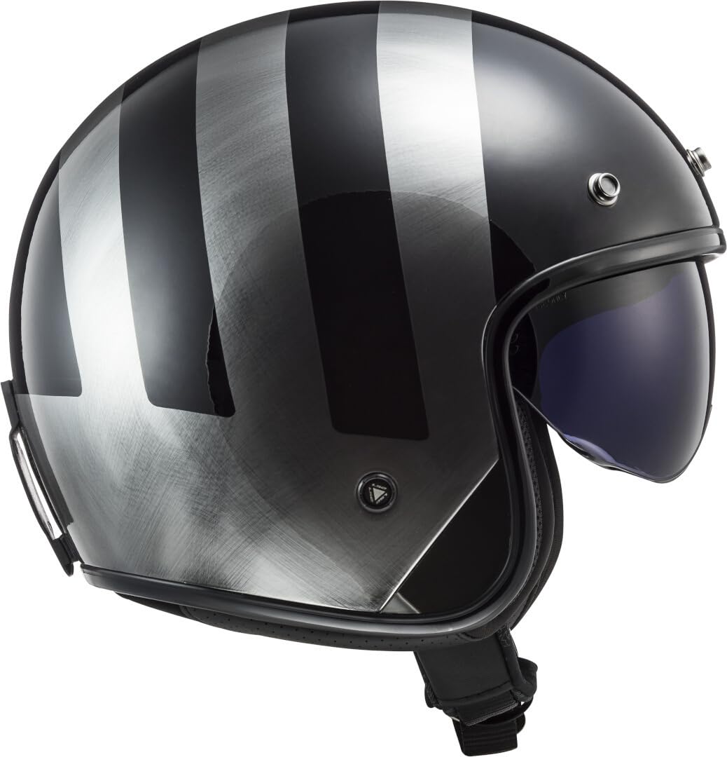 LS2, Jet-Motorradhelm BOB II LINES Gloss Black Jeans, XS