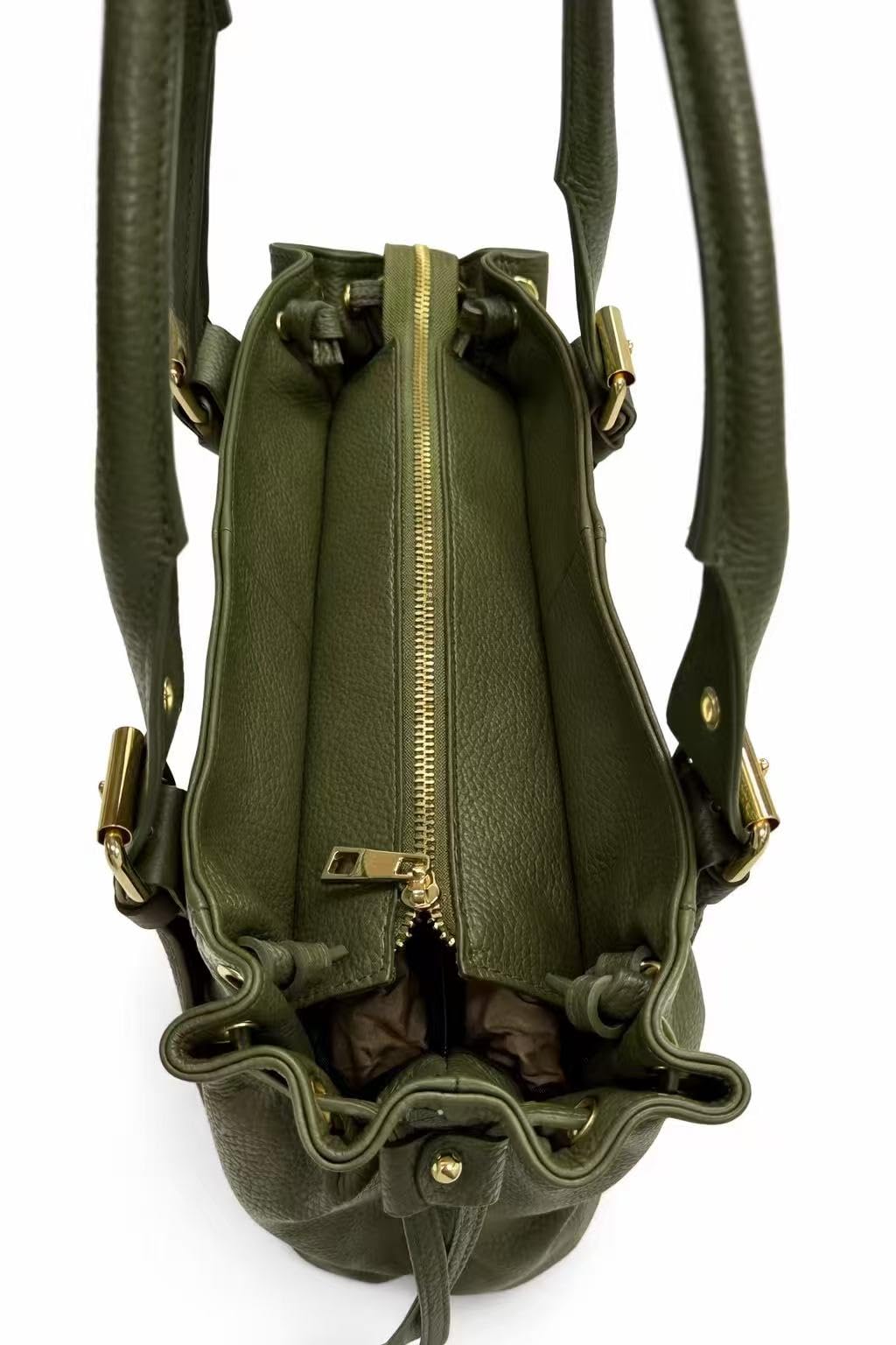 Borsa Donna in Vera Pelle Made in Italy – Borsa a Mano Elegante con Zip e Tasche, Capiente 33 x 22 x 10 cm, Multitasche, Disponibile in Diversi Colori
