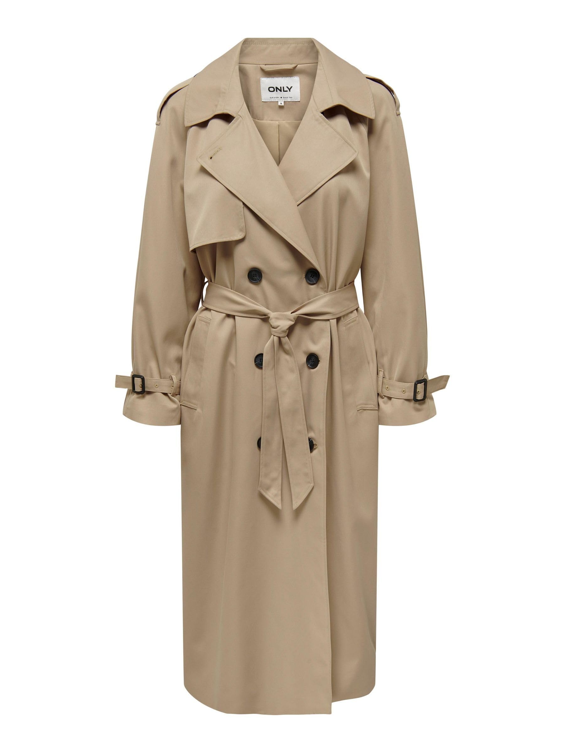 ONLY Female Double Breasted Trench Coat, Tannin, L