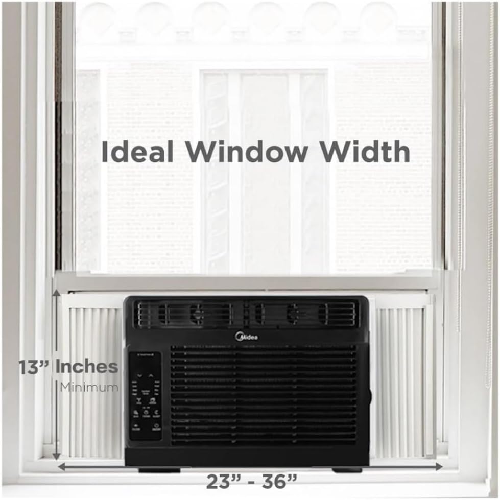 Midea 5,000 BTU Window Air Conditioner with Remote, 150 Sq ft, Black, 3 cooling modes and 3 fan speeds - MAW05R1WBL-T