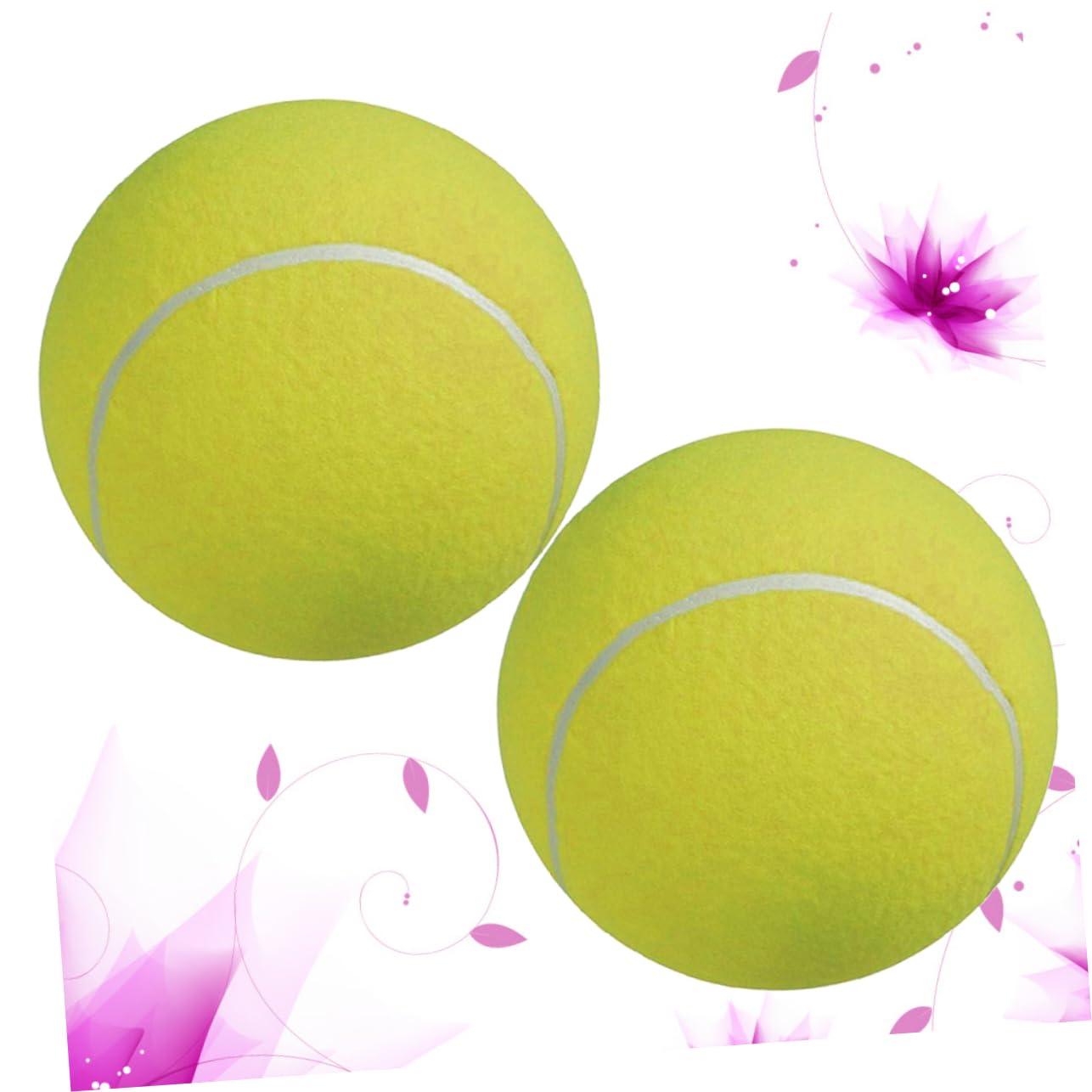 TOYANDONA 2pezzi Palla da Tennis Gigante Gonfiabile Palla da Tennis Gomma Giocattolo per Animali Domestici con Superficie in Flanella e Ago Gas Incluso