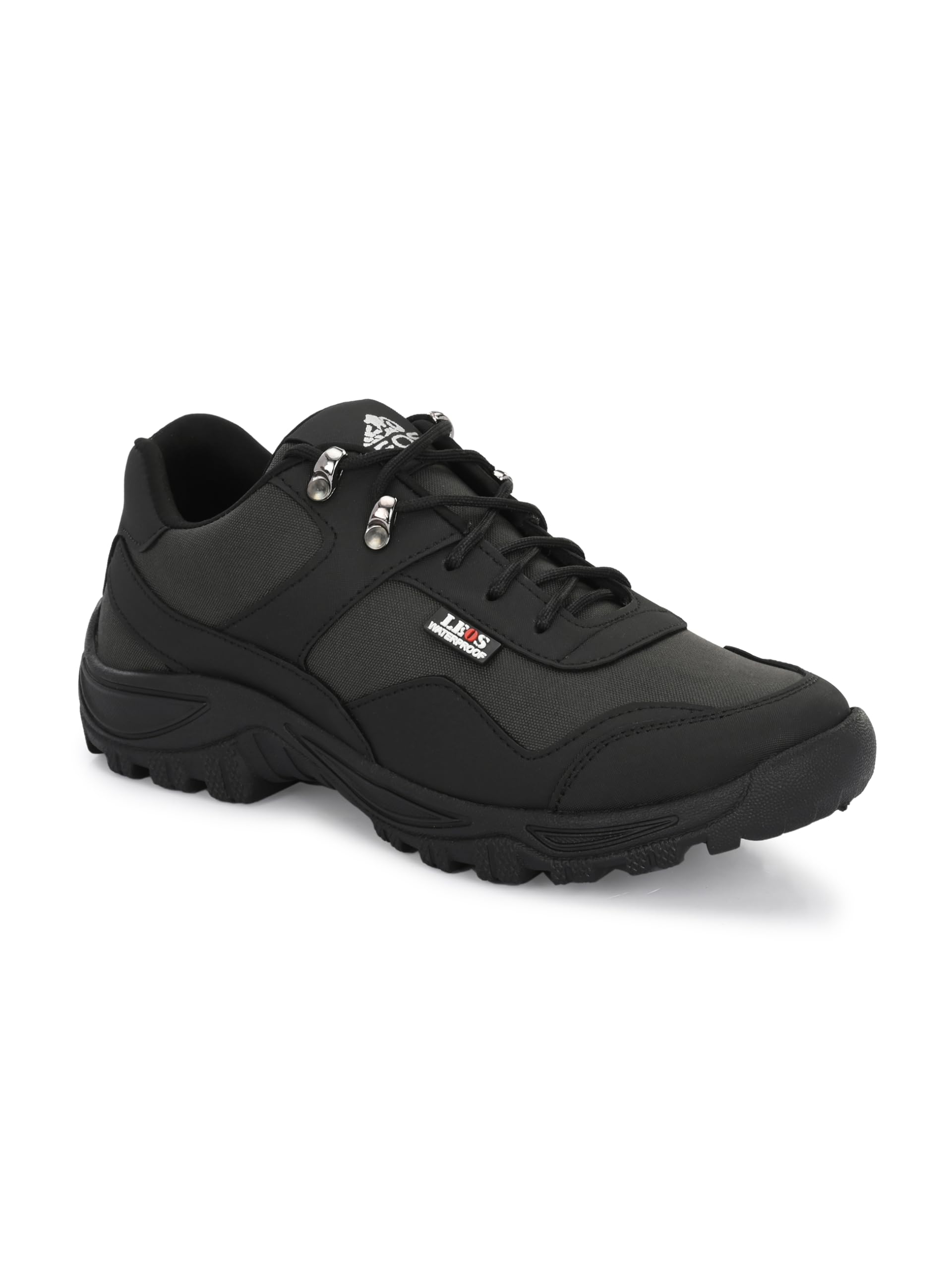 Leo Men's Black Light Weight Casual Waterproof Shoes for Trekking, Hiking & Other Outdoor Activities