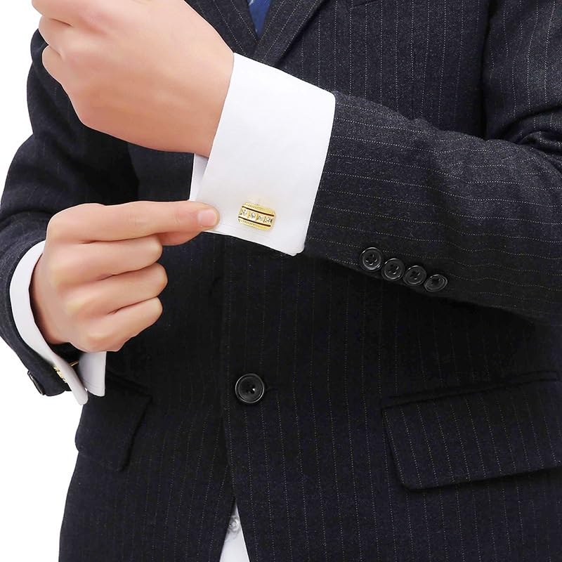 Mancuernillas cuadradas con circonita para hombre miniatura 5