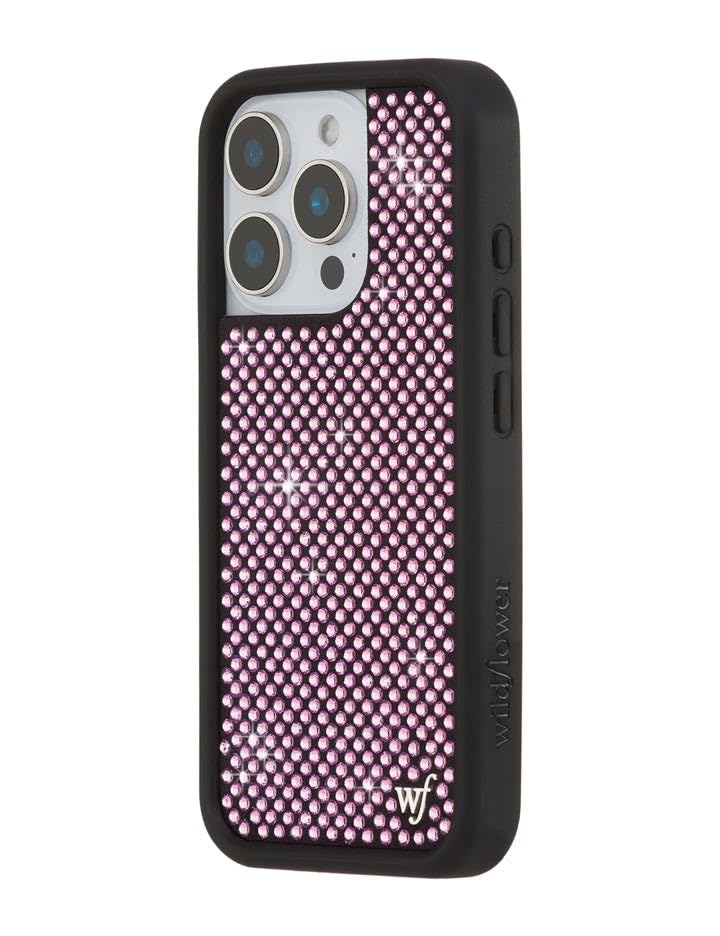Image of Wildflower Cases - iPhone 16 Pro Compatible - Rhinestones - Pink | Impact-Certified 6.5 ft Drop Protection Case, Raised Protective Bumper, Cute Aesthetic Design, Women-Owned Small Business