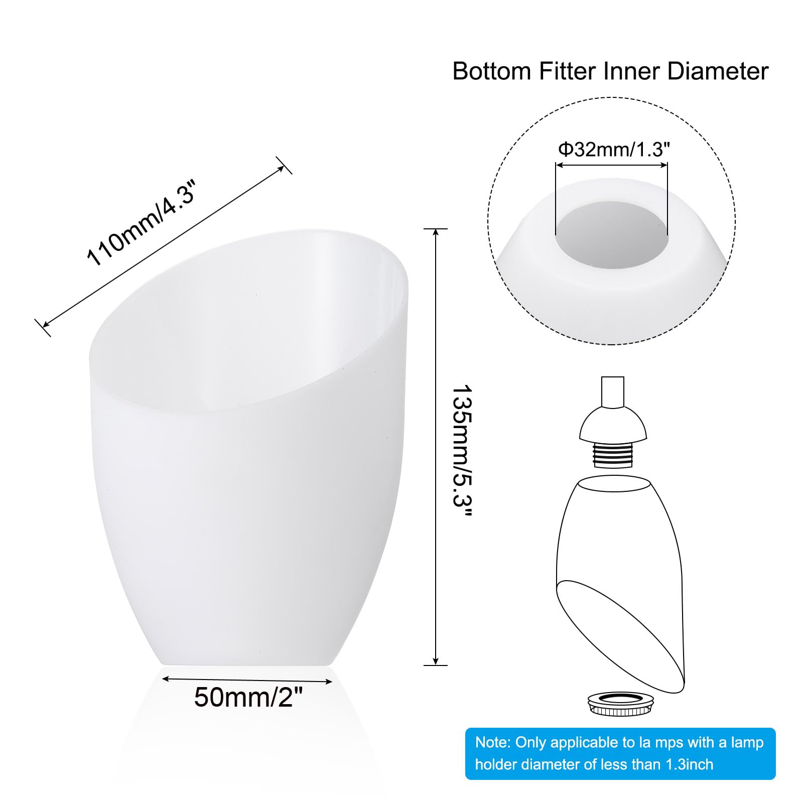 PATIKIL 5.3" High 4.3" Diameter 1.3" Fitter Plastic Lampshade - Image 2