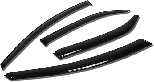 Auto Dynasty 4 viseras adhesivas para ventana compatibles con Forte Sedan 10-12 2010, 2011, 2012, deflector, protector de lluvia, negro acrílico