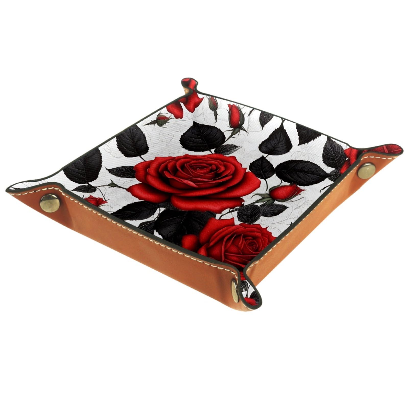 VAPOKF Roses Portable Folding Dice Rolling Tray, Microfiber Leather Dice Holder for Dice Games Like RPG, DND and Other Table Games