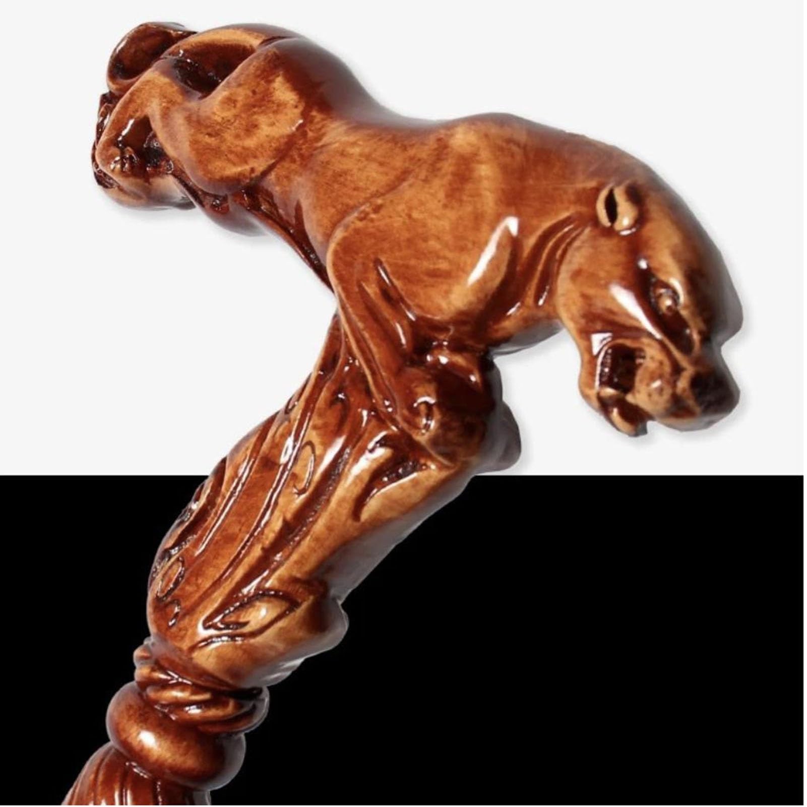 Bastón for caminar, bastones for caminar, bastón for caminar con cabeza de animal tallada a mano, bastón de madera con cabeza de leopardo tallada, bastón ligero, potente ayuda for caminar for personas