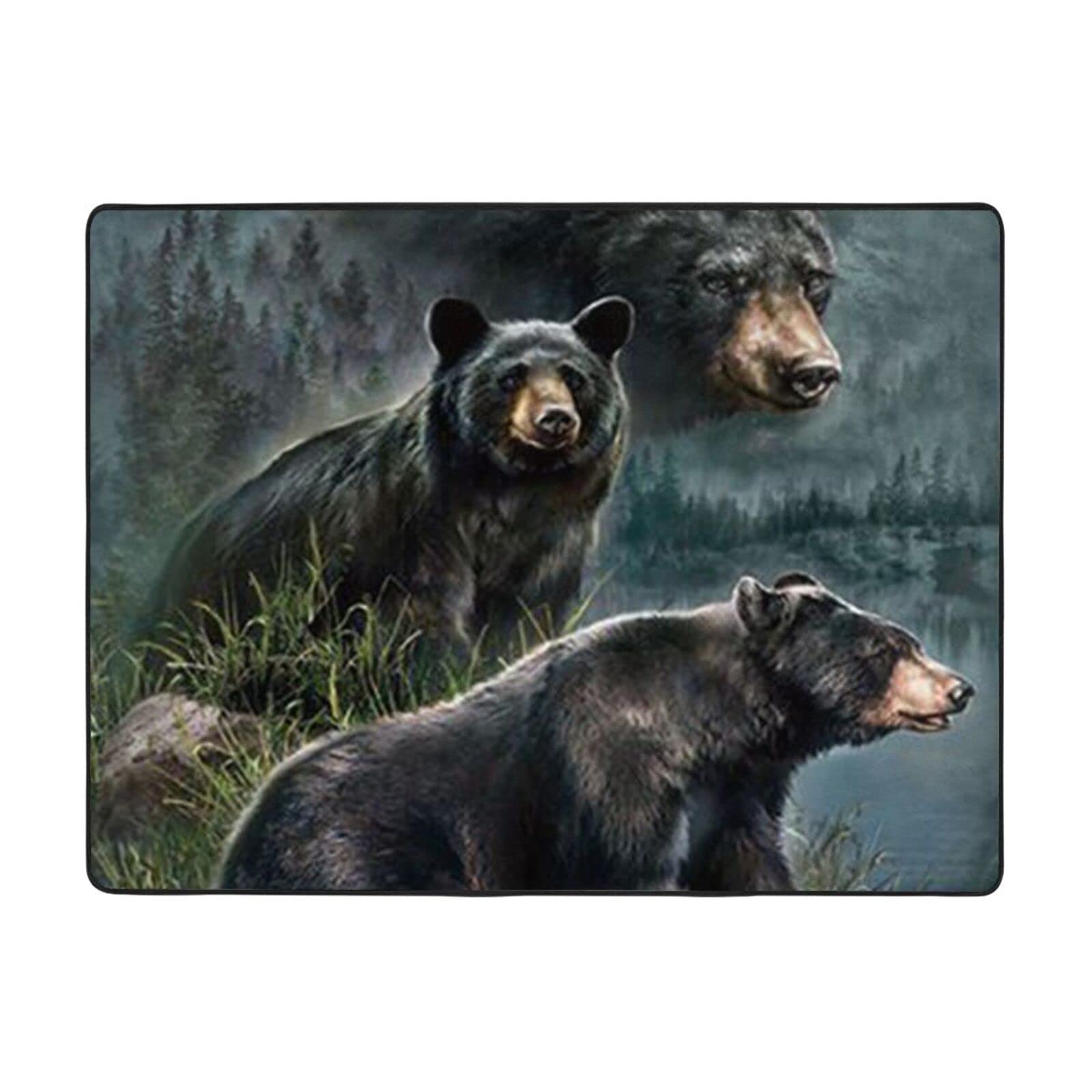 Tapis antidérapant noir avec ours pour créer un coin bureau cosy