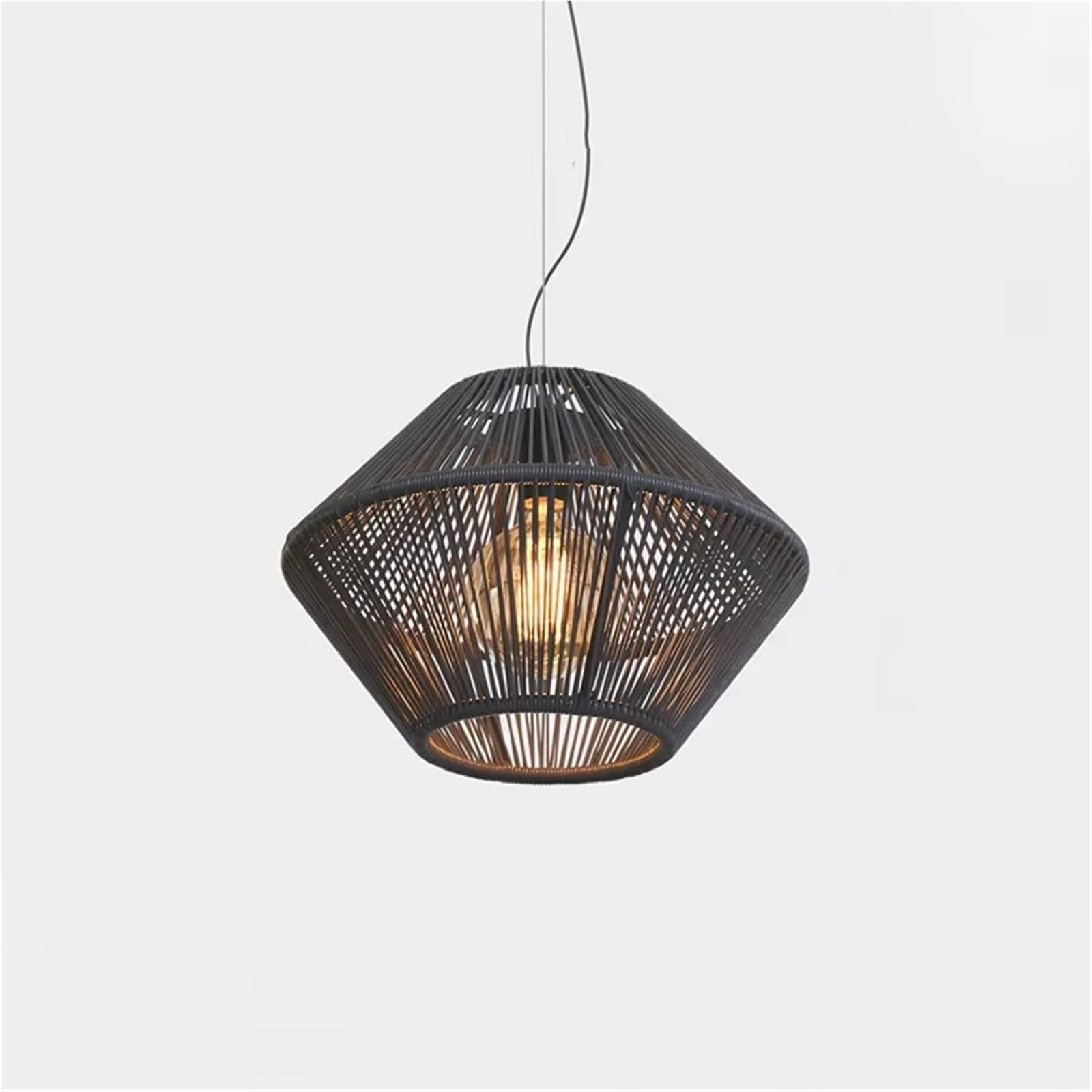 LYMSXAZOU Modern Nordic Plastic Rattan Weaving Black White E27 Pendant Light Living Room Restaurant Bedroom Decoration Chandelier