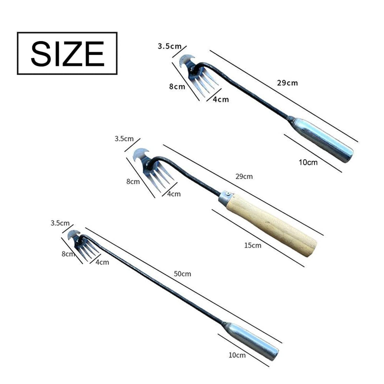 KnjoFly 2023 New Weeding Artifact Uprooting Weeding Tool, Manganese Steel Forged Weed Puller 4 Teeth Dual Purpose Weeder, Weed Puller Hand Hoe Garden Tools (Longer Iron Handle)