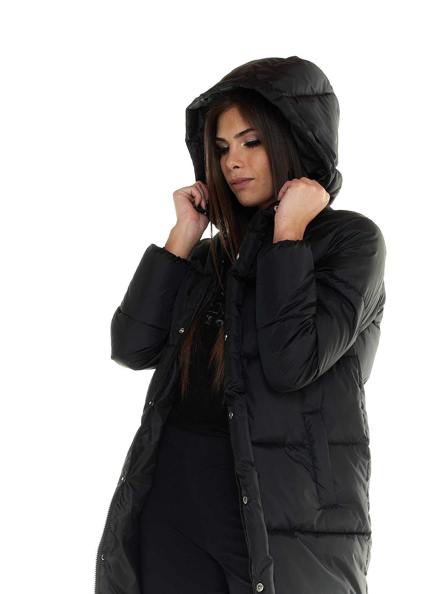 LEONE 1947 Piumino lungo da donna con cappuccio Never Without