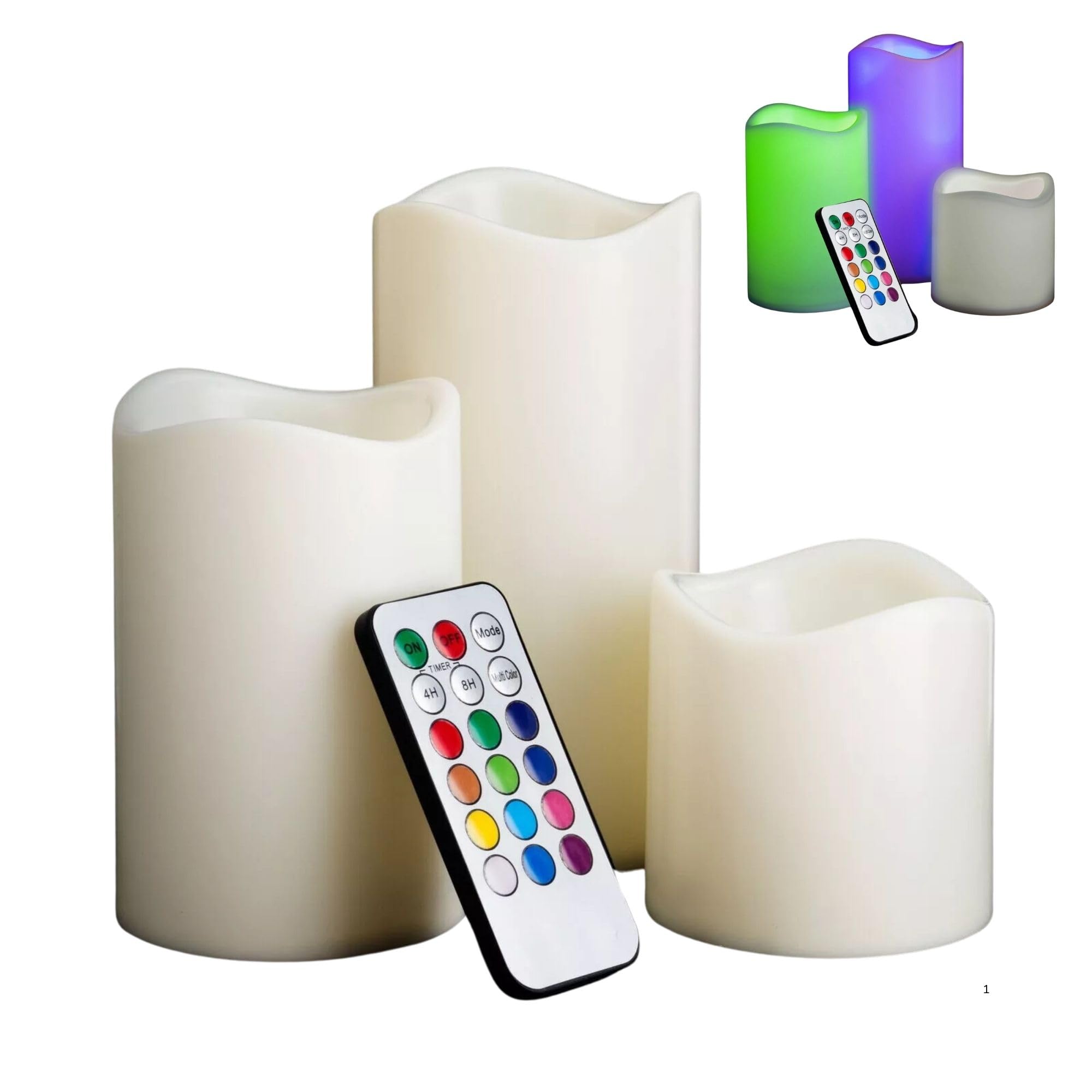 Sbz Multicoloured 4Pc Flameless Flickering Led Candles – Vanilla Scented, Colour-Changing, Real Wax, Mood Lighting With Remote & Timer, Battery Operated