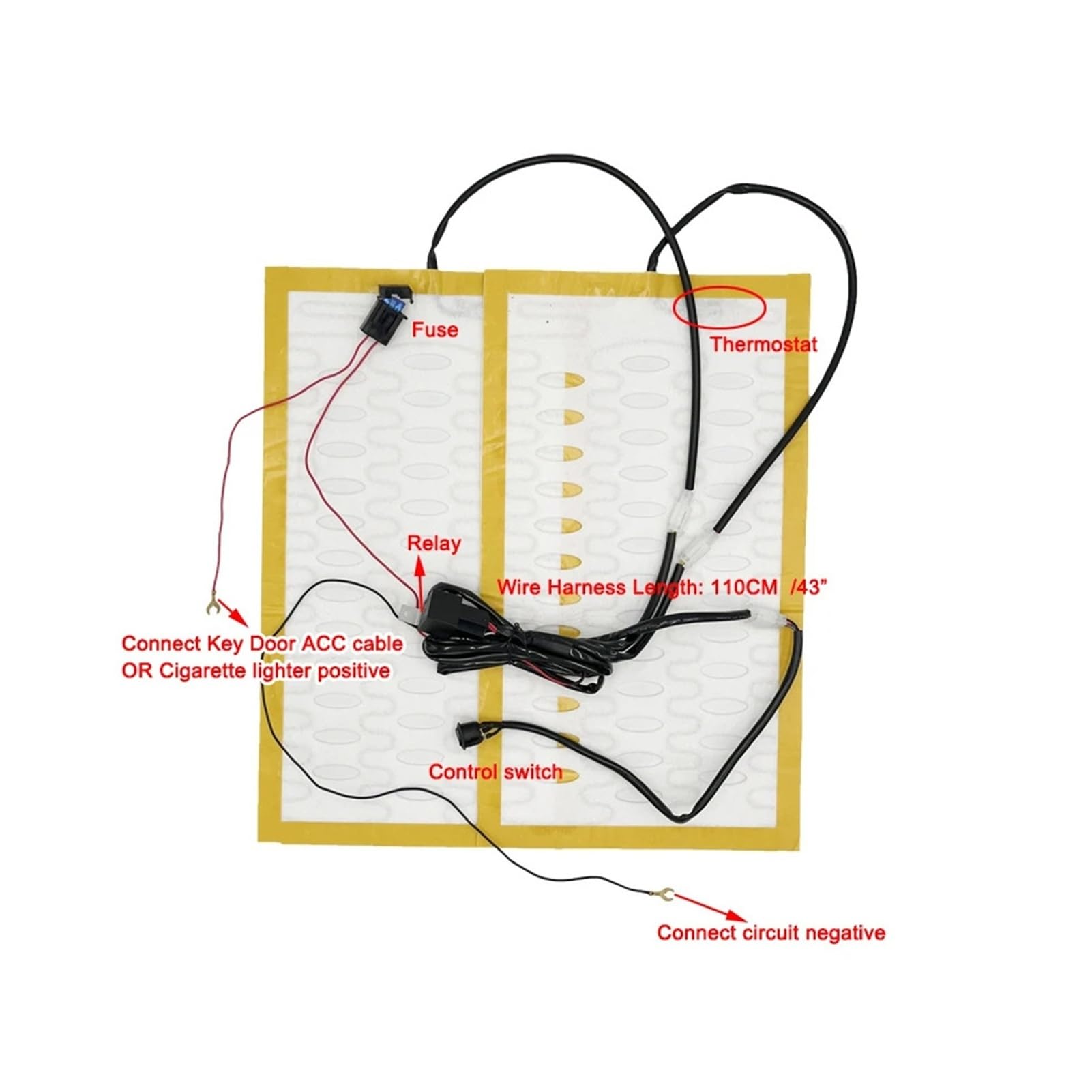 Générique Kit de Chauffage Universel intégré for siège Voiture, for 2 sièges, Coussin Chauffant en Fil d'alliage 12V 100W avec Trou Ventilation, Interrupteur Commande à Niveaux(Circular Switch Set)