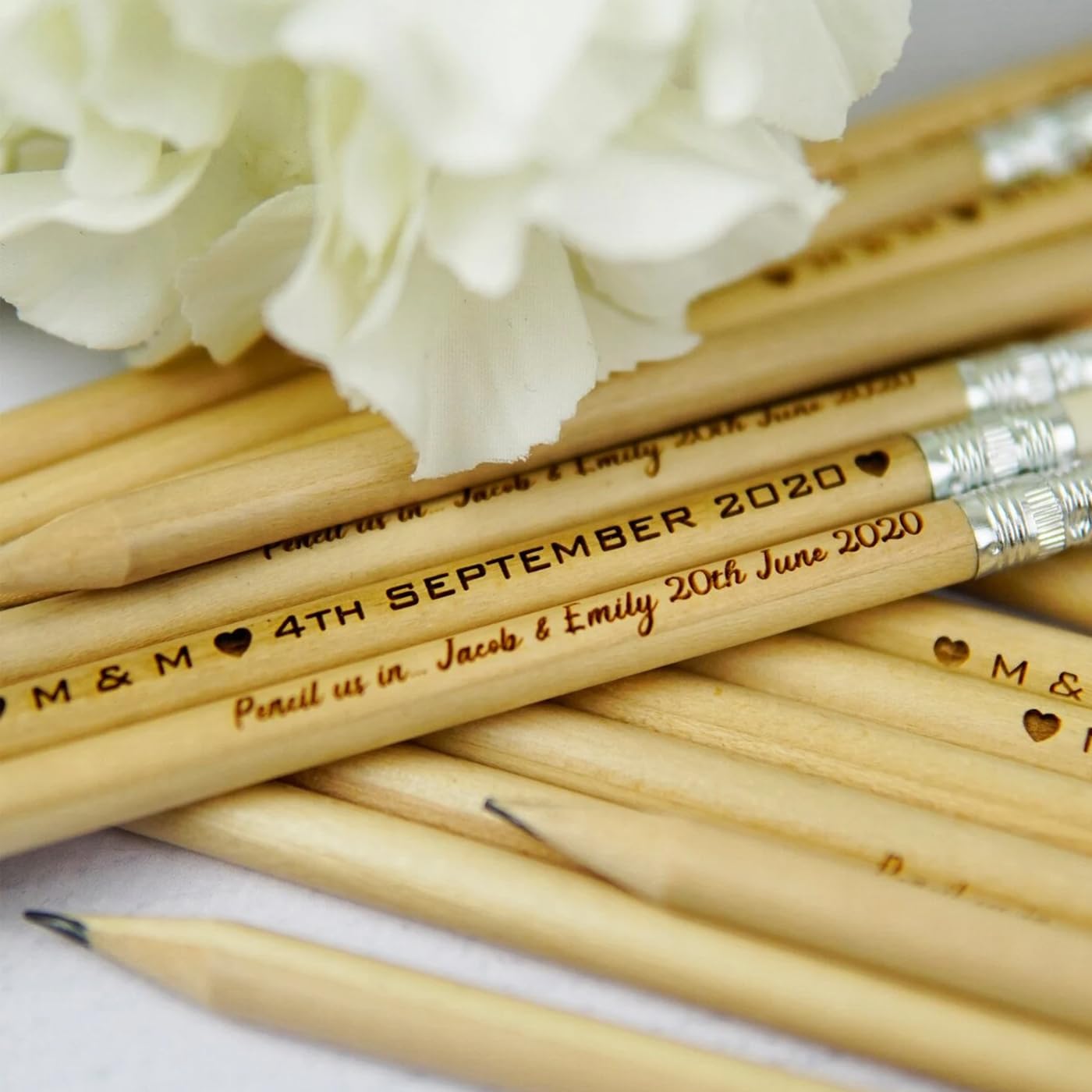 50 Matite Di Legno Personalizzate Per Baby Shower – Incisione Laser, Lunghezza 19 Cm, Decorazione Nozze - 5