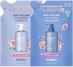 [Kundal] Blossom Breeze Scent, Airy Volume Hyaluron Shampoo + Treatment Refill (15.2 fl oz (430 ml), Korean Hair Care