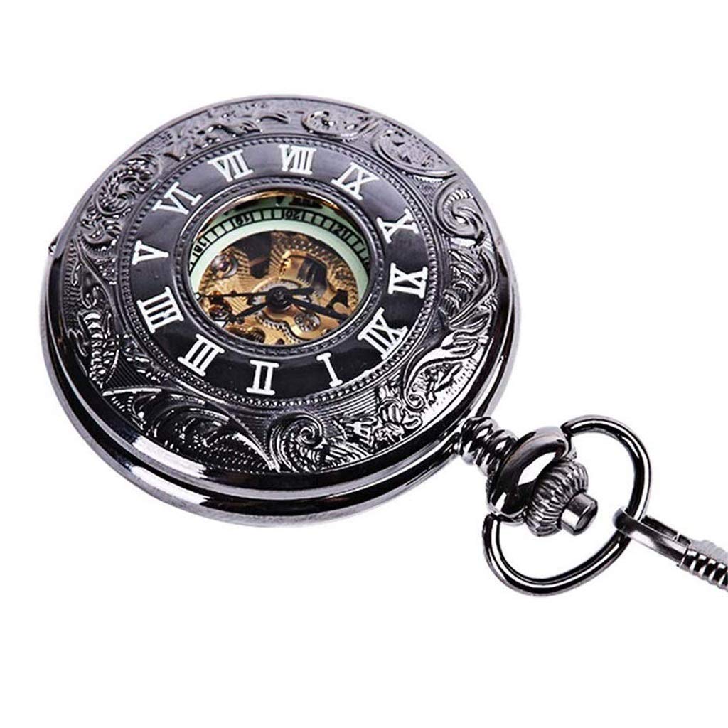 Desconocido Reloj de Bolsillo, patrón de Reloj de Bolsillo Retro Vintage Cuarzo Números Reloj de Bolsillo for Navidad Negro