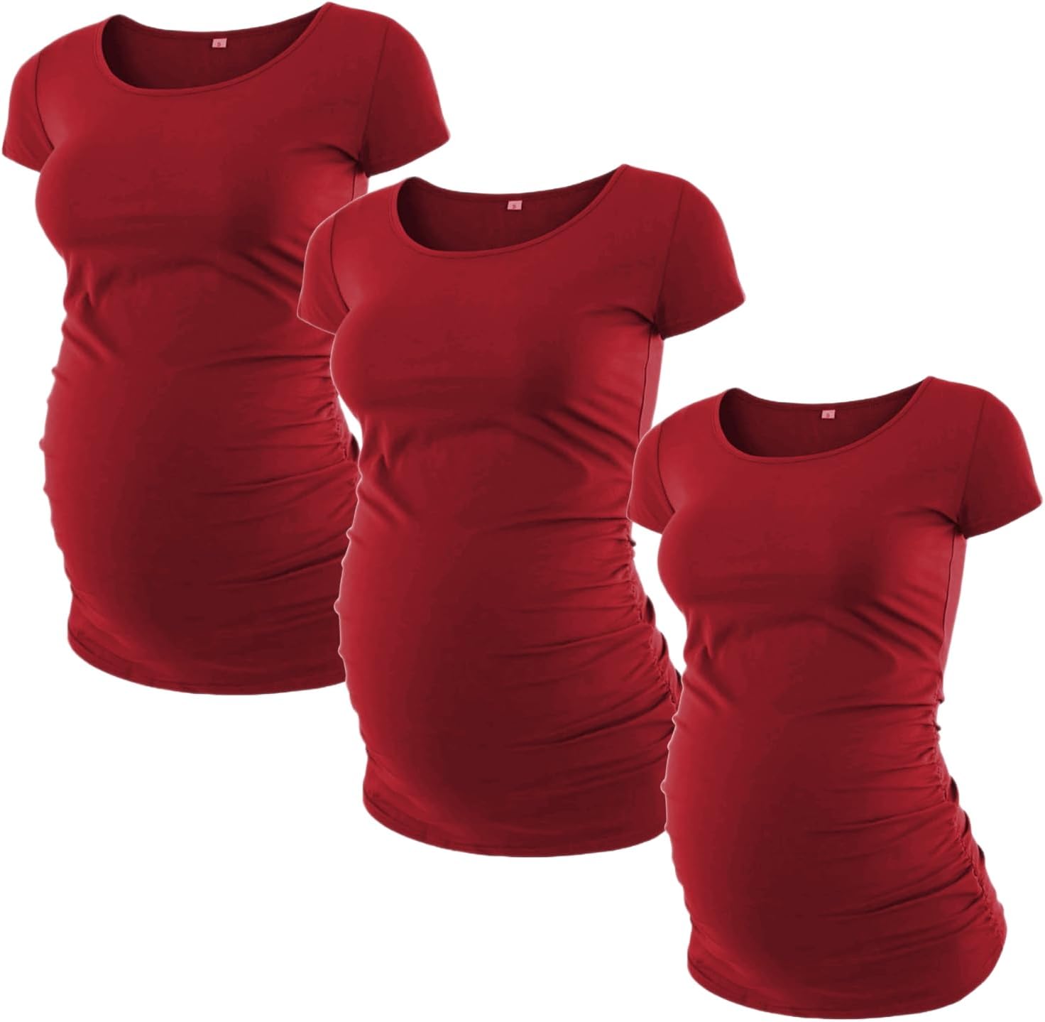 Decrum Plain Maternity Shirts for Women - Soft Casual Side Ruched Womens Pregnancy Tops